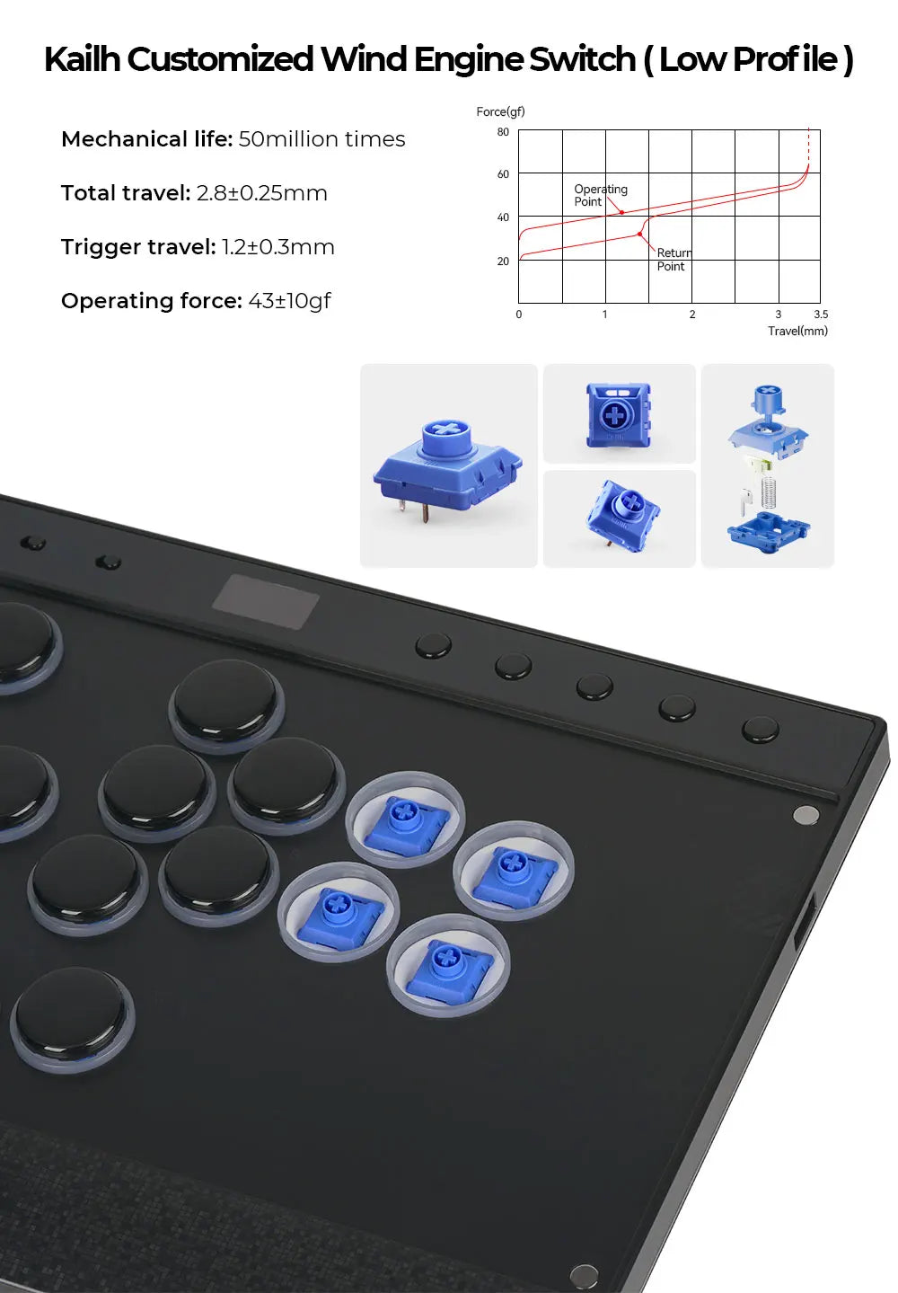 Haute42 C16 Magnetic Hitbox Leverless Arcade Stick Controller For Ps4 /PS5/Switch Button Rim Stickless Hitbox Fightstick