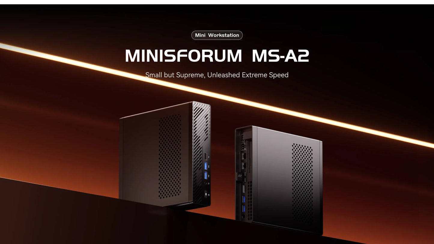 MINISFORUM MS-A2 MINI PC AMD Ryzen 9 9955HX PC Windows 11 Pro Support 96GB DDR5 64GB 1TB SSD U.2 NVME Support 10G SFP+ PC Gaming