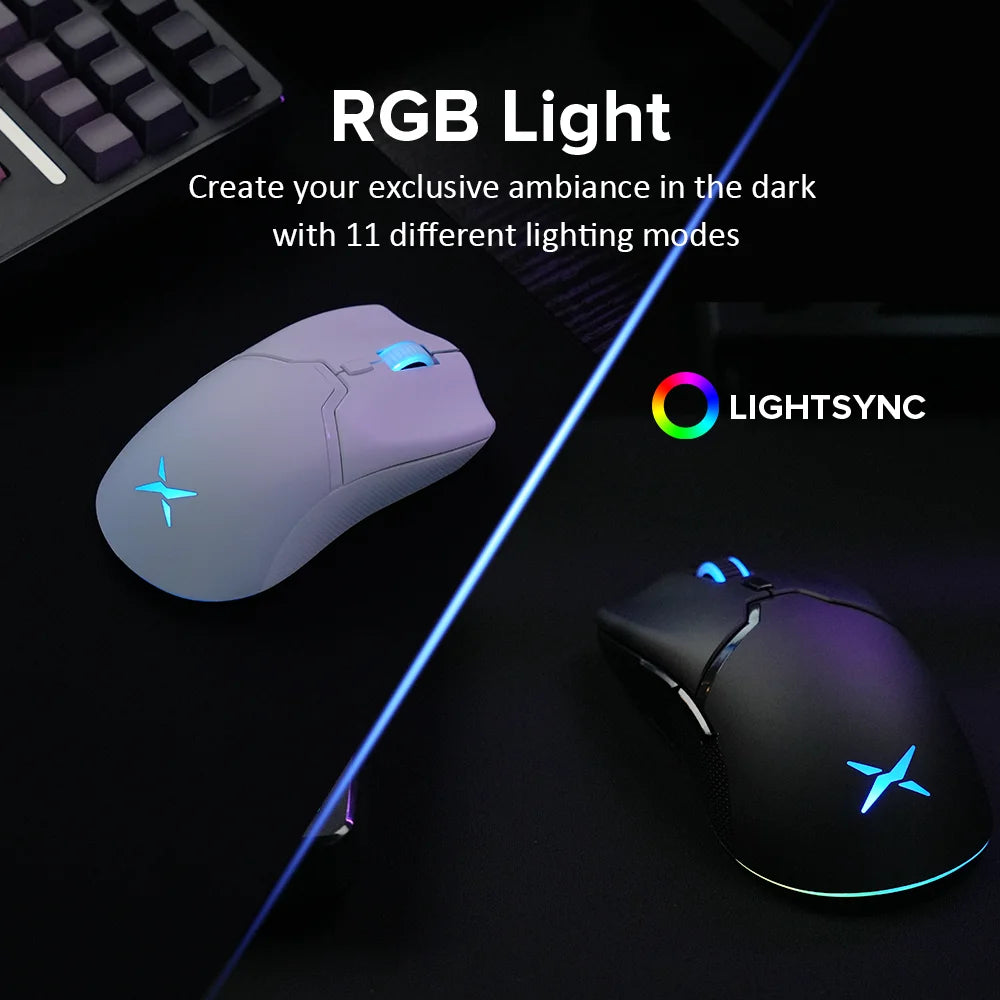 Delux M800PRO PAW3395 Wireless Gaming Mouse RGB light 26000DPI Wired Programmable Rechargeable Mice for PC Laptop Gamer