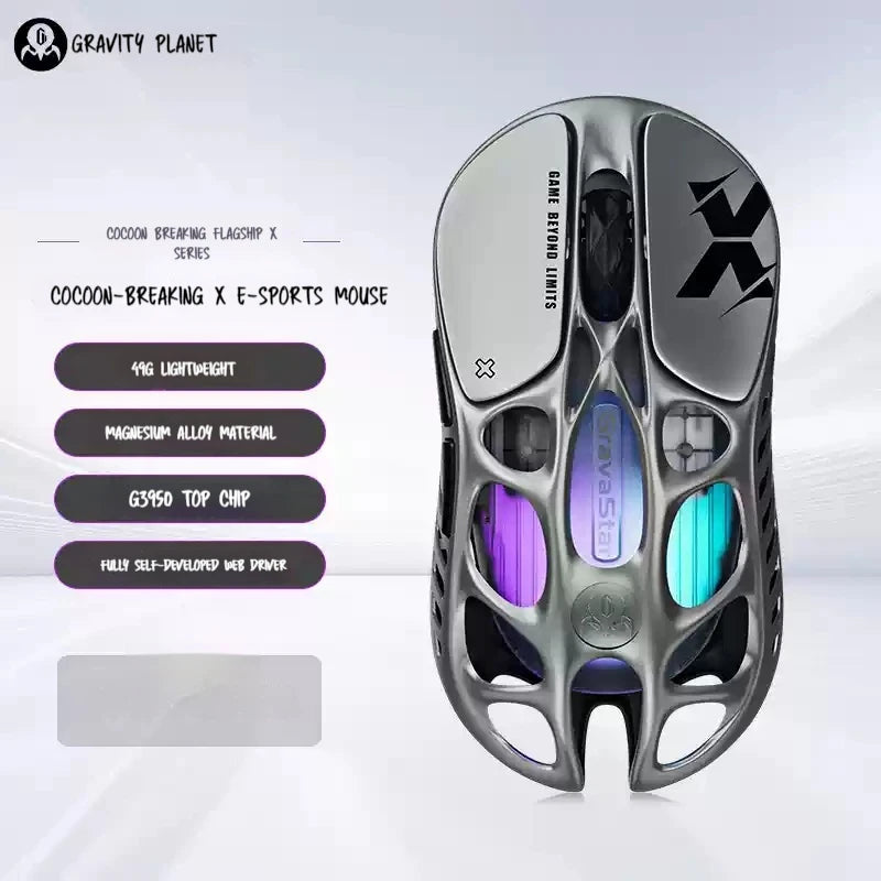 In Stock Gravastar Genuine M1 Gamer Mouse Magnesium Alloy Wireless Bluetooth Mouse 8k Receiver Rgb Low Latency Gaming Mice