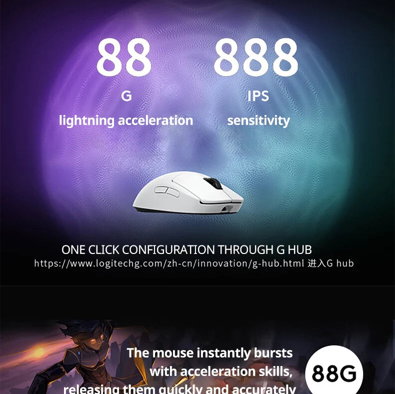 Logitech G PRO X Superlight 2 SE wireless gaming mouse, HERO 2 sensor, 44000DPI, 888IPS, G hub, Type-C interface