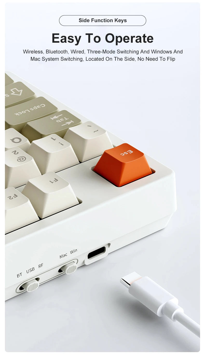 NEW Ajazz AK35I V3 MAX Tri-mode Wired Bluetooth Wireless Gaming Keyboard Gasket Full Key Hot Swap 104 Keys Customized Keyboard