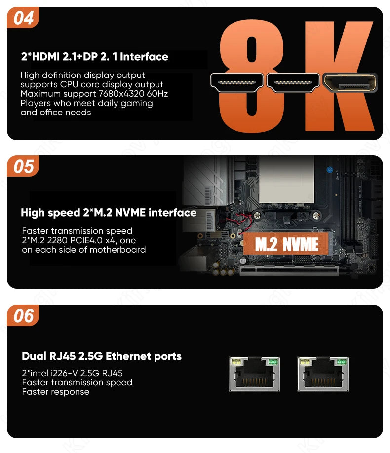 Topton NAS Gaming Motherboard AMD Ryzen 9 7940HS ES 7840HS ES 2xNVMe 4xSATA PCIEx8 2xDDR5 2x2.5G LAN Firewall NAS ITX Mainboard