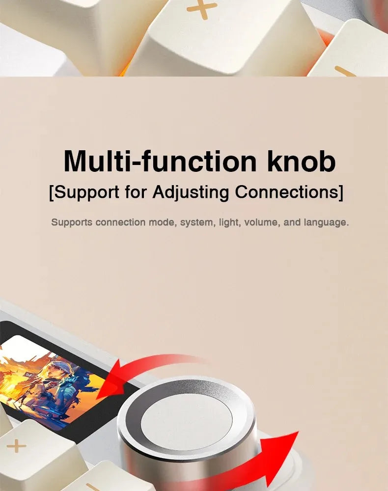 AULA F108 Pro Gaming Mechanical Keyboard Tri Mode Custom Multi-Knob Screen RGB Esports Wireless Keyboard with TFT Smart Display