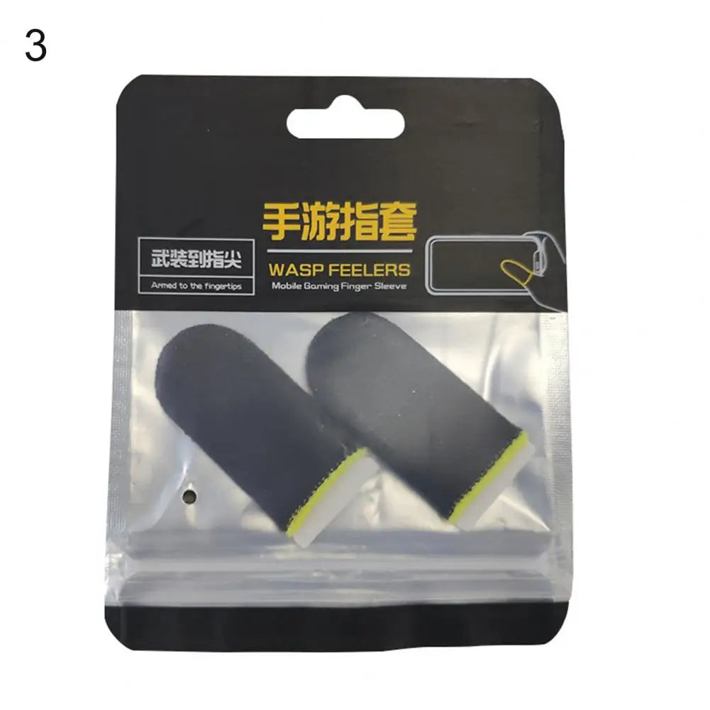 1 Pair Game Finger Cots Anti-sweat Touch Screen Gaming Finger Sleeves Nylon Fiber Thin Finger Sleeves for Entertainment
