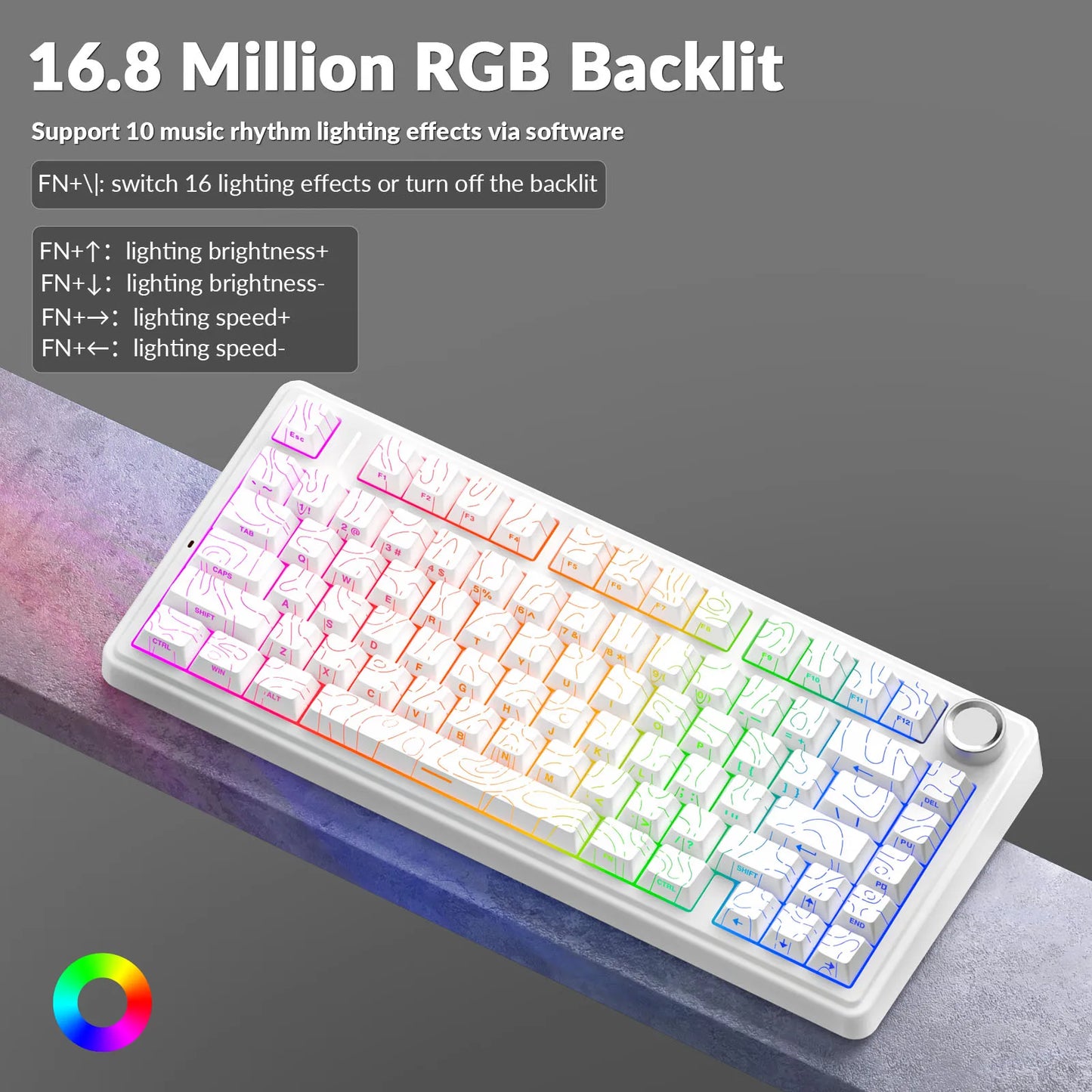 AULA F75Pro Gasket Mounted Wireless Gaming Mechanical Keyboard RGB Customized 75% Layout Side-engraving PBT Keycaps