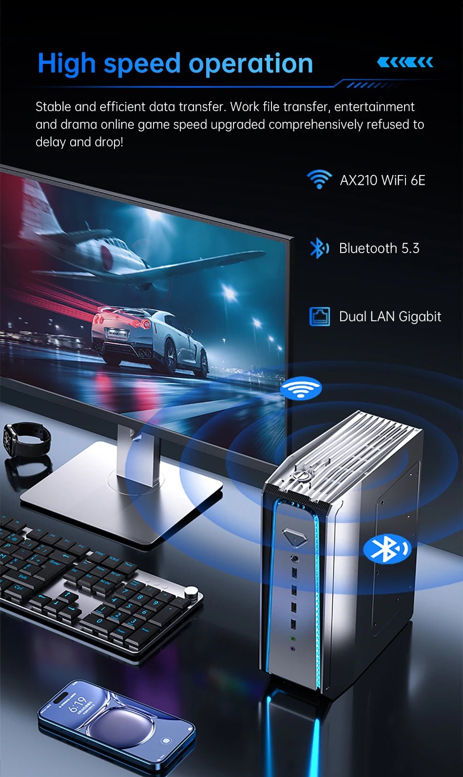 MSECORE  SL800 Liquid cooled computer Gaming PC Intel Core I5  I7 I9 RTX4070 12G Windows 11  DDR5 NVMe SSD Desktop Gaming PC