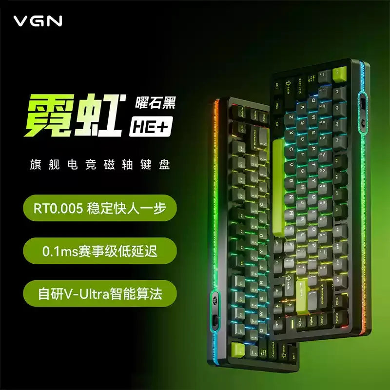 New VGN Ultra Pro He Neon Series Three-Mode Wireless Bluetooth Magnetic Axis Gaming Gasket Hot-Swappable Rgb Mechanical Keyboar