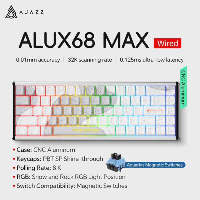 AJAZZ AK680 MAX Mechanical Keyboard HE Hall Effect Switch 60% 8k/1K RGB Wired/Wireless Gaming Rapid Trigger Magnetic Keyboard