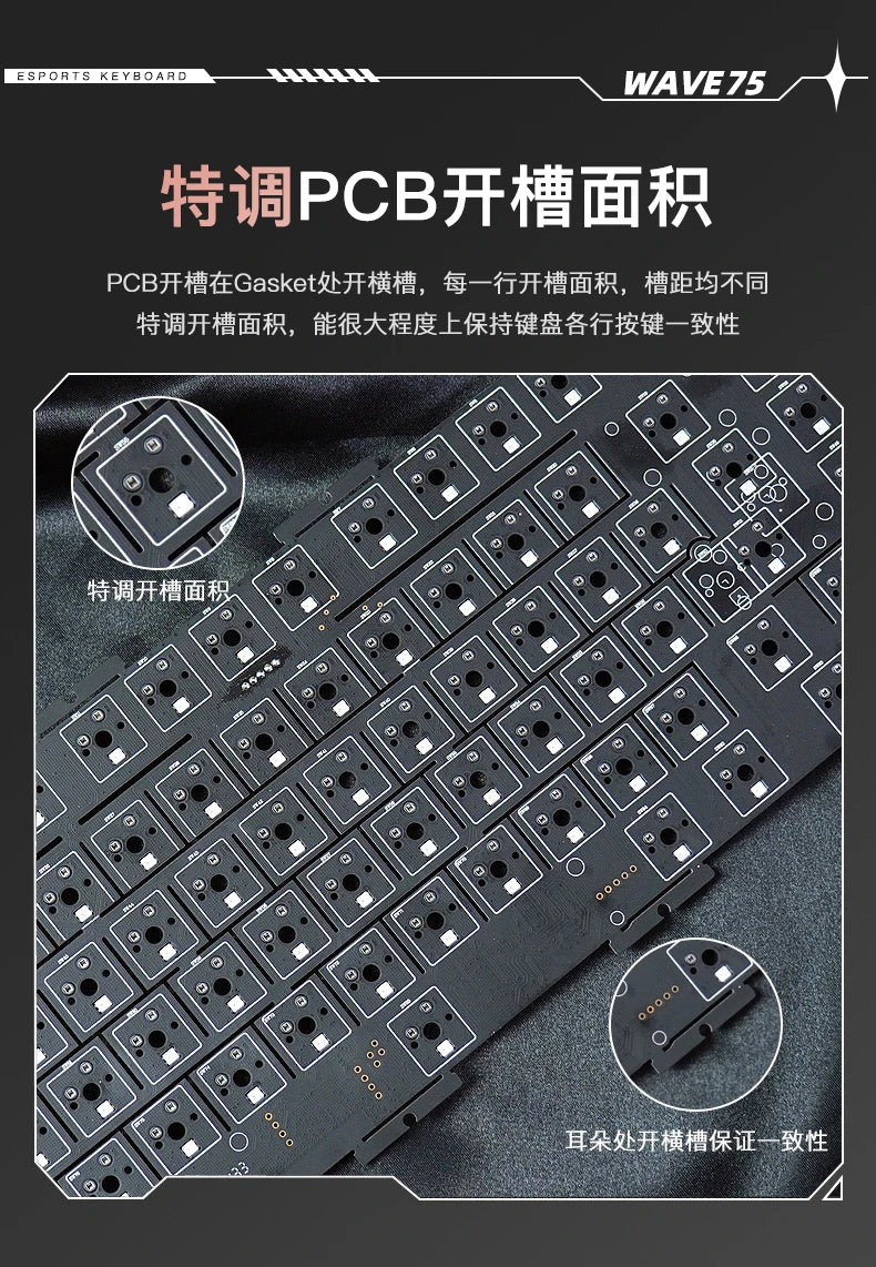 PMO WAVE75 Mechanical Gamer Keyboard RGB Customize Wireless USB/2.4G/Bluetooth 3Mode CNC Esports Gaming Keyboard Office Gifts