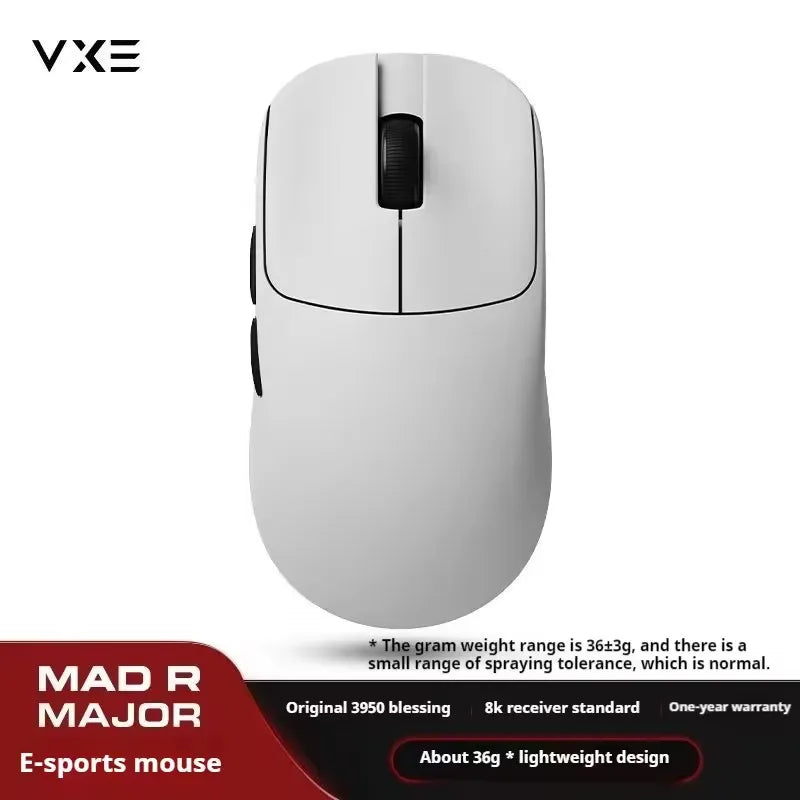 ATK VXE MAD R MAJOR Gaming E-Sports Mouse Ultra-lightweight Dual-Mode PAW3395/3950 Sensor Ergonomic Mice Standard 8K