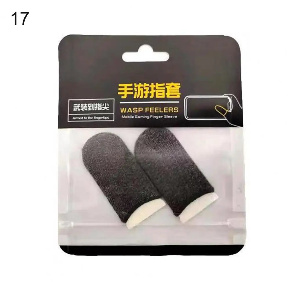 1 Pair Game Finger Cots Anti-sweat Touch Screen Gaming Finger Sleeves Nylon Fiber Thin Finger Sleeves for Entertainment