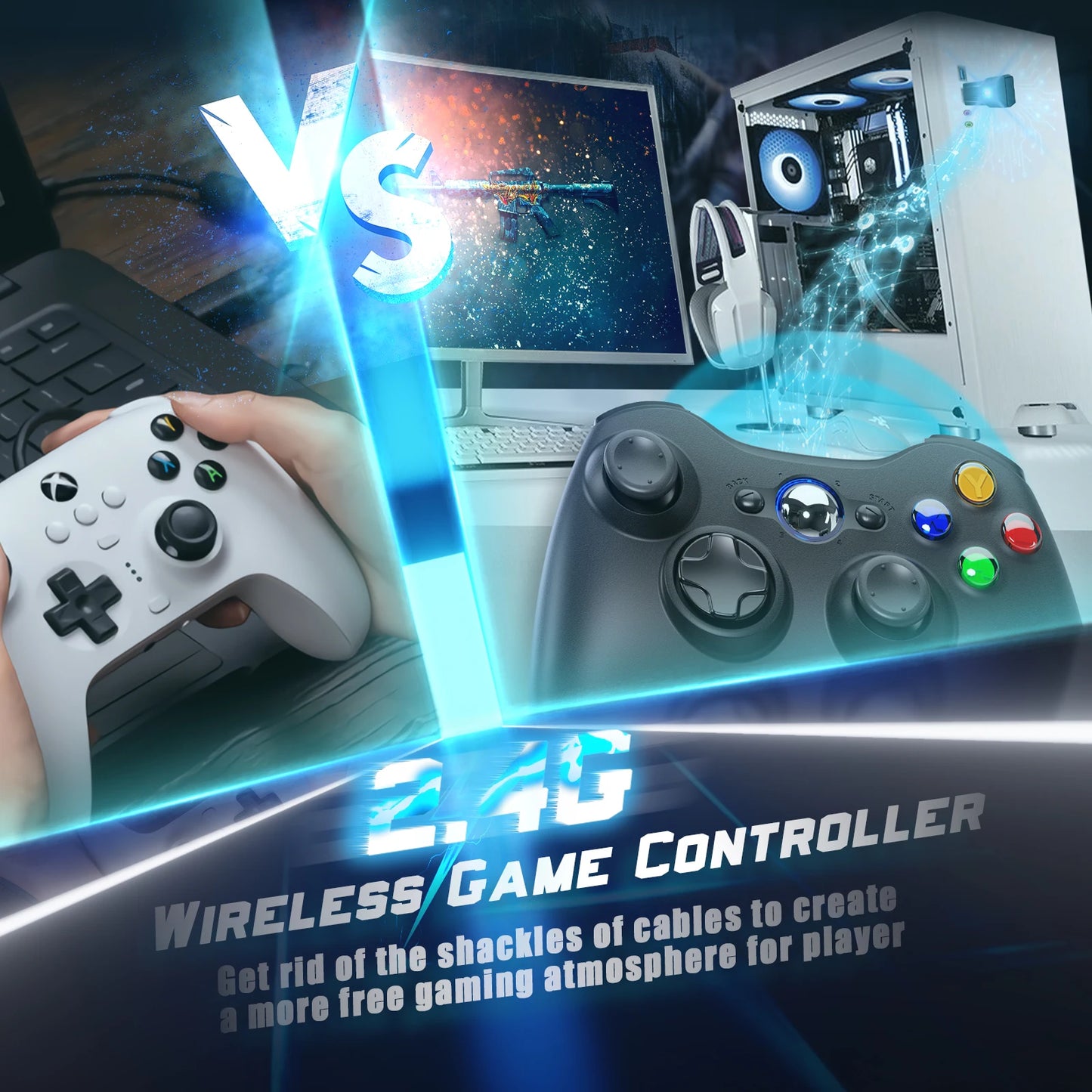 2.4G Xbox 360 Gamepad Wireless/Wired Controller Supports Xbox 360/360 Slim/Pc/Steam Gamepad For  Pc Game Controller Joypad