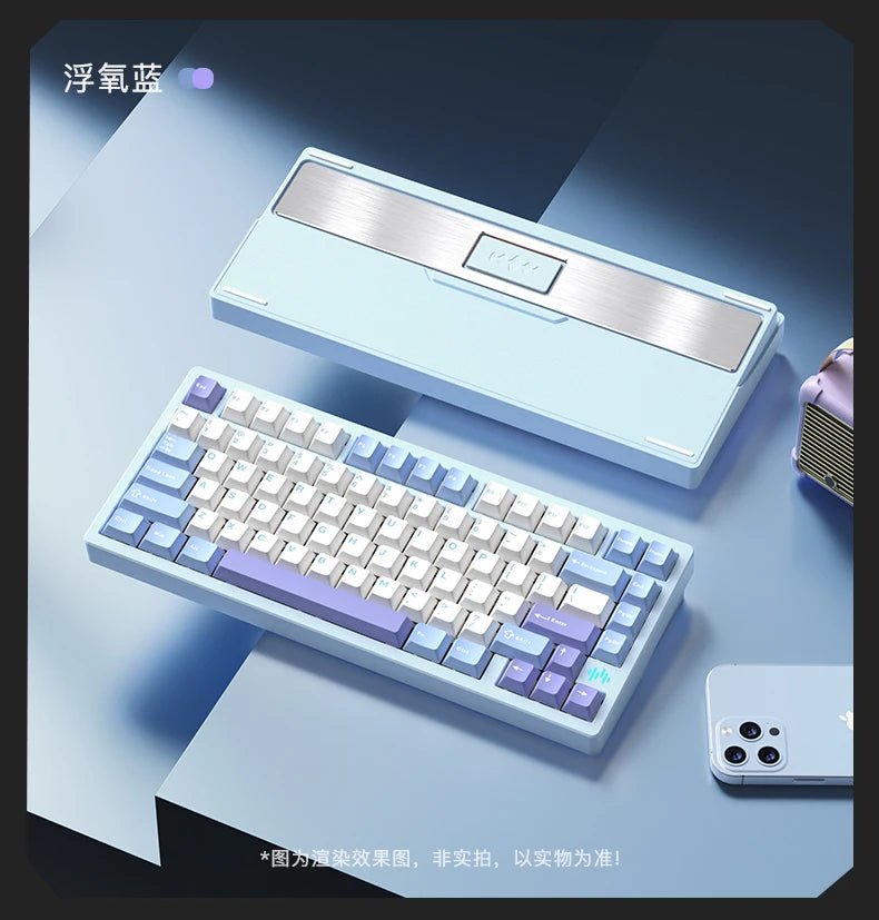PMO WAVE75 Mechanical Gamer Keyboard RGB Customize Wireless USB/2.4G/Bluetooth 3Mode CNC Esports Gaming Keyboard Office Gifts