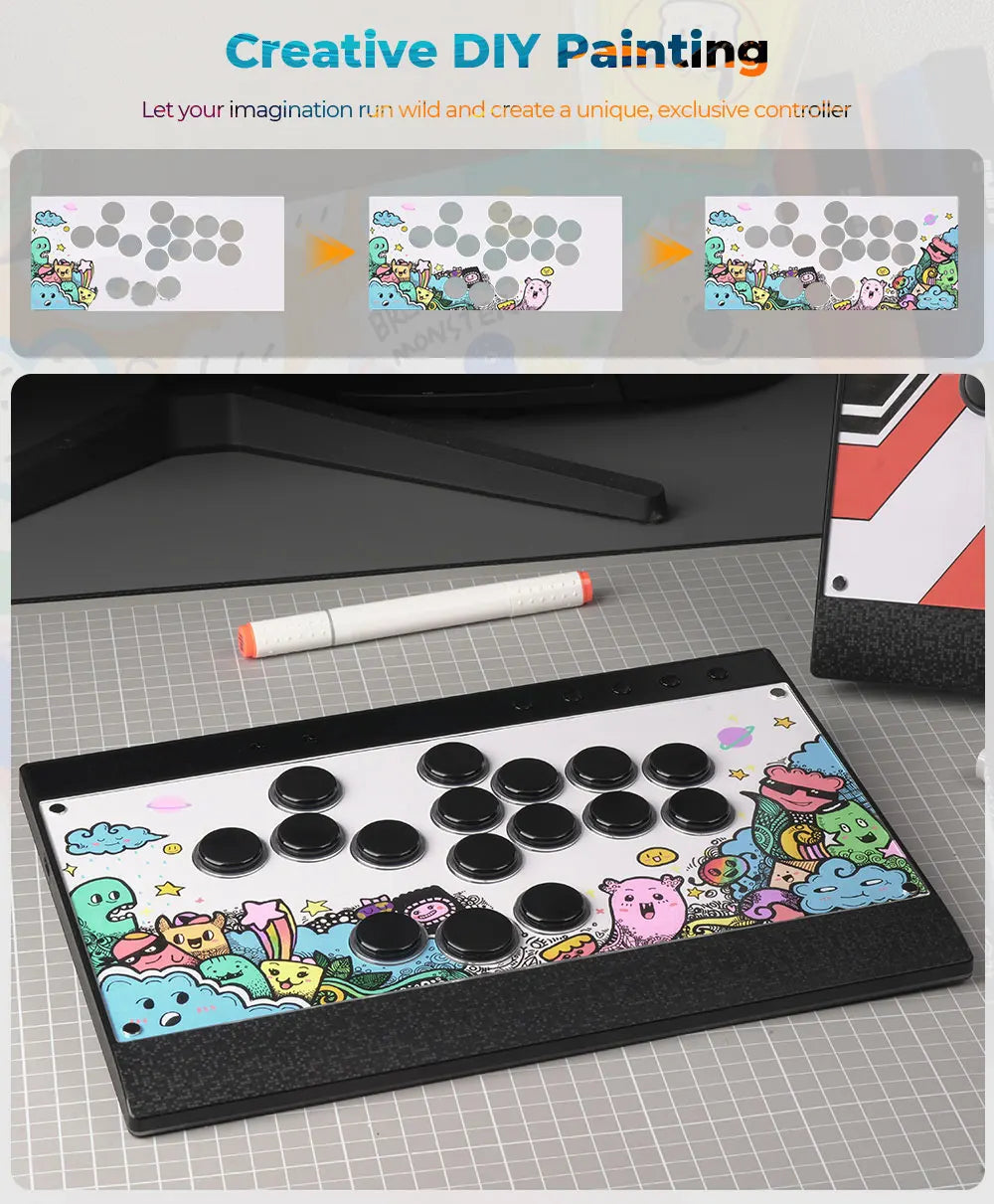 Haute42 C16 Magnetic Hitbox Leverless Arcade Stick Controller For Ps4 /PS5/Switch Button Rim Stickless Hitbox Fightstick