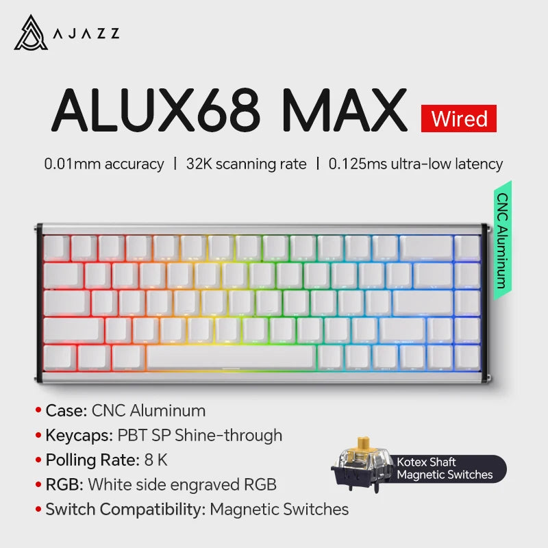 AJAZZ AK680 MAX Mechanical Keyboard HE Hall Effect Switch 60% 8k/1K RGB Wired/Wireless Gaming Rapid Trigger Magnetic Keyboard