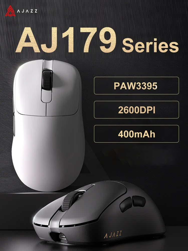 AJAZZ AJ179 PRO PAW3395 Lightweight Wired Wireless Mouse with Magnetic Charging Base Ergonomic Macro Gaming Mouse for PC Laptop