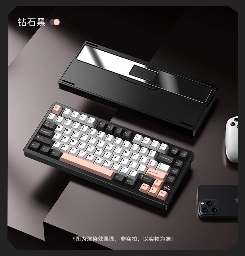 PMO WAVE75 Mechanical Gamer Keyboard RGB Customize Wireless USB/2.4G/Bluetooth 3Mode CNC Esports Gaming Keyboard Office Gifts