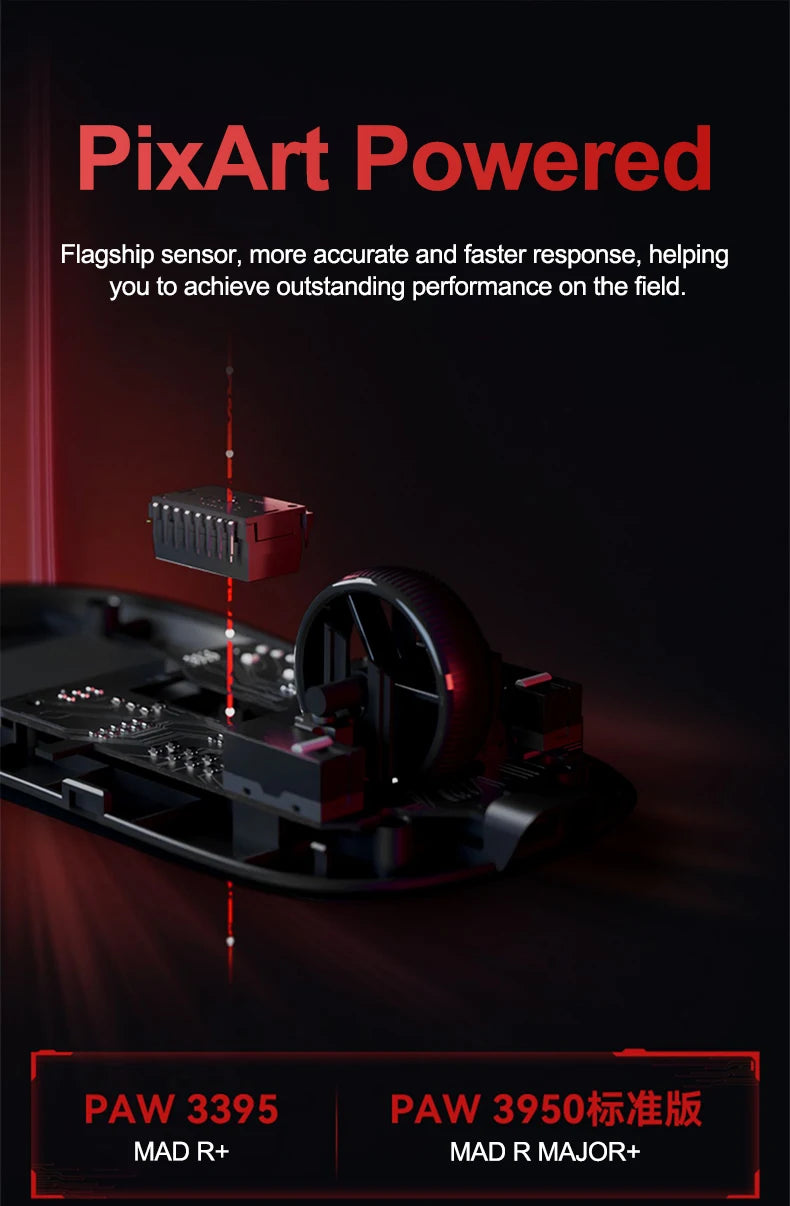 ATK VXE MAD R/R MAJOR Wireless E-sports Gaming Mouse Ultra-lightweight Dual-Mode PAW3395/3950 Ergonomic Mice Standard 8K