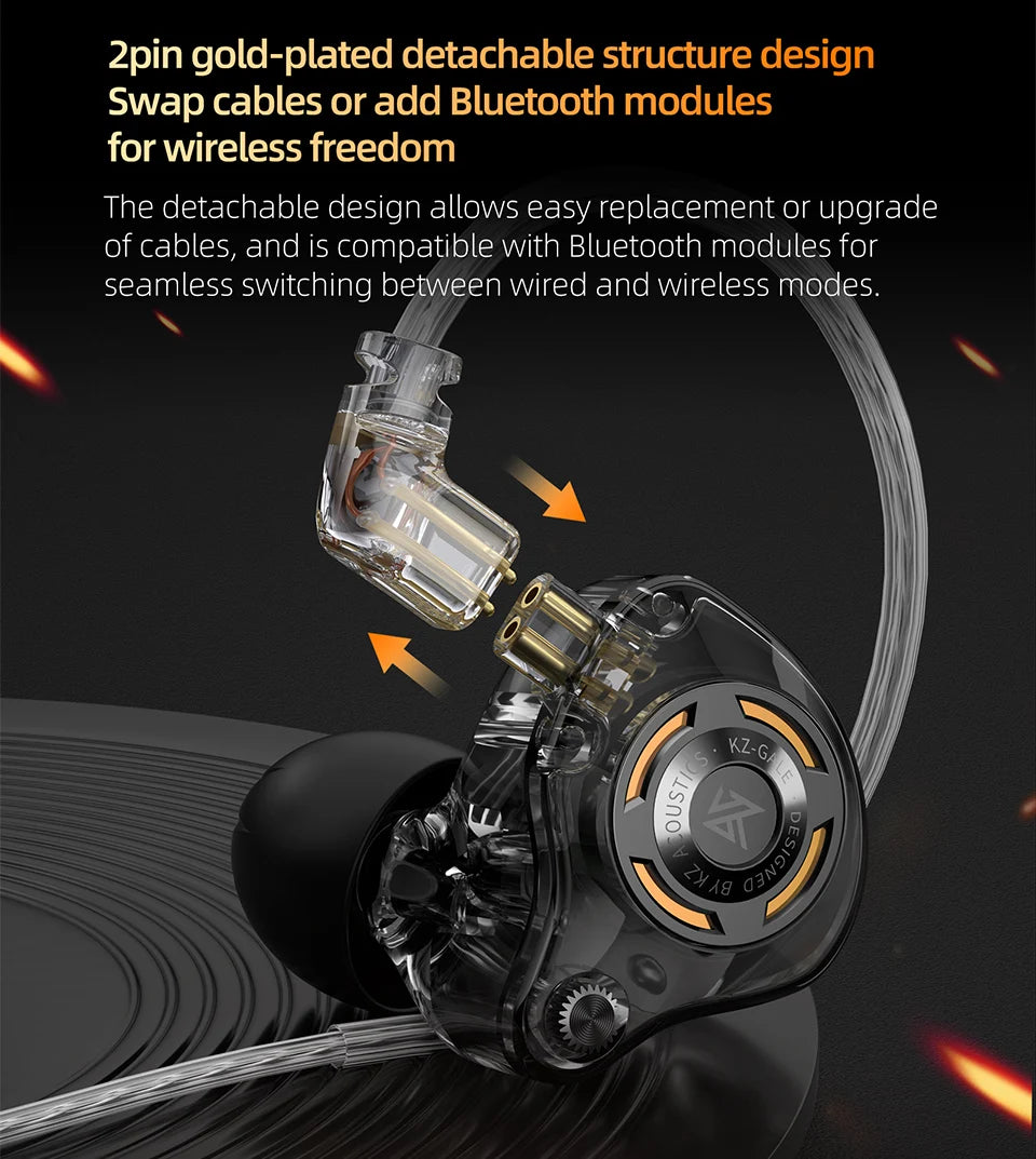 KZ Gale In-Ear Gaming Earphones E-sports Bass Metal Earbuds for Video Game Stage Live Sound Headphones