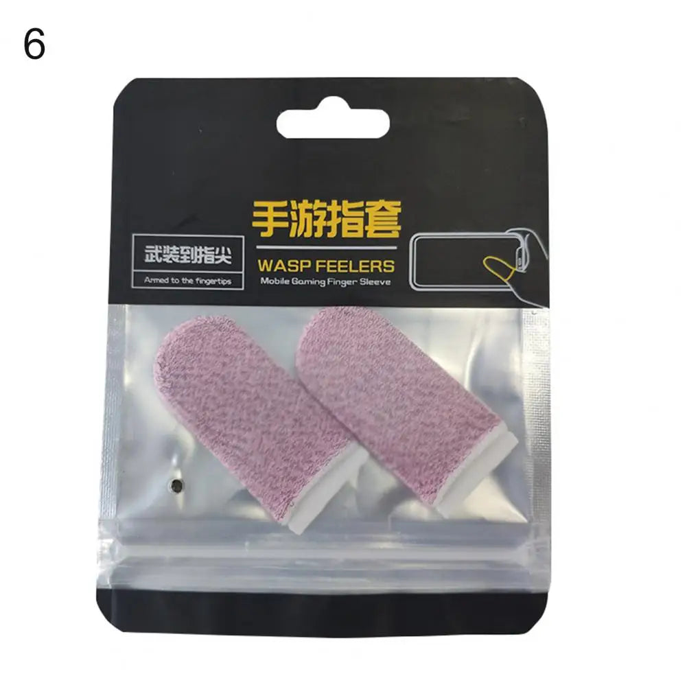 1 Pair Game Finger Cots Anti-sweat Touch Screen Gaming Finger Sleeves Nylon Fiber Thin Finger Sleeves for Entertainment