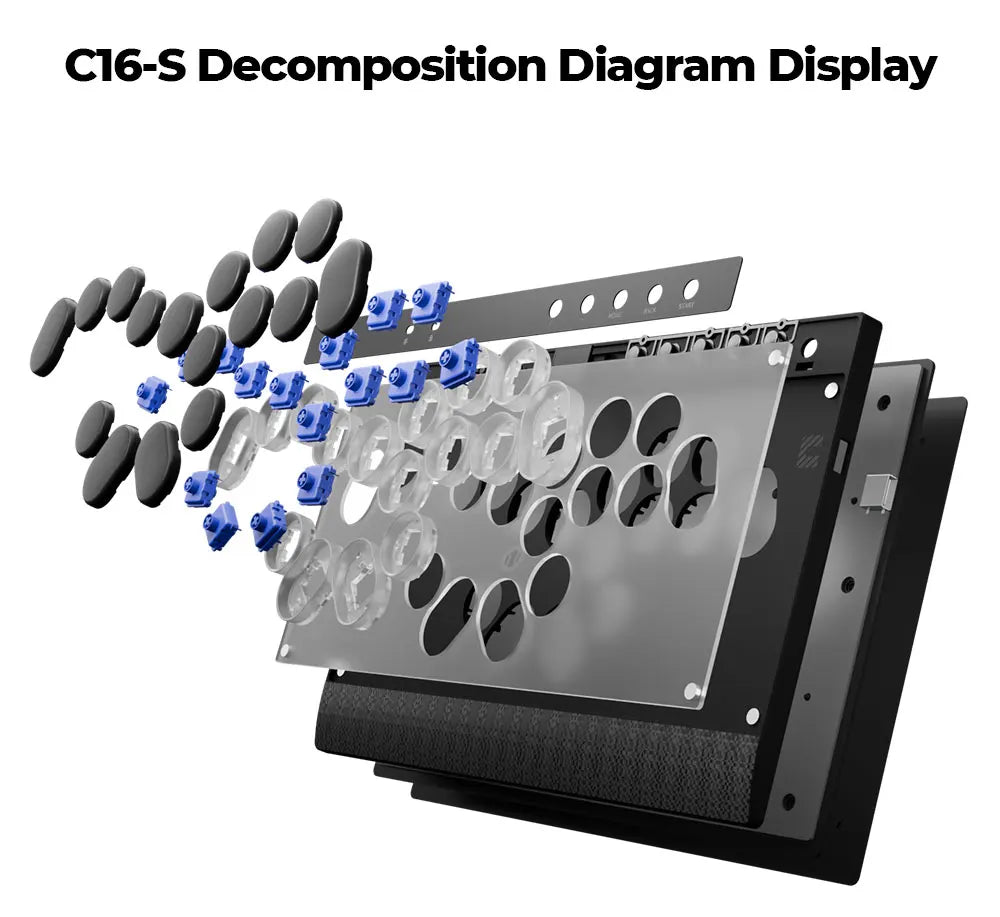 Haute42 Magnetic Stickless Arcade Controller Keyboard C16-S Hitbox Leverless Controller For PC/PS4/PS5/Switch Fight Stick Hitbox