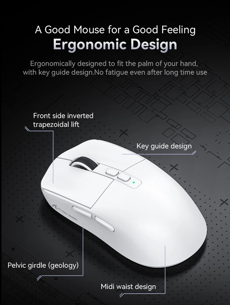 Attack Shark X6 PAW3395 Bluetooth Mouse,Tri-Mode Connection,RGB Touch Magnetic Charging Base,Macro Gaming Mouse