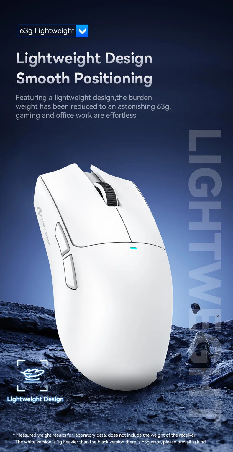 Attack Shark X11 PAW3311 Bluetooth Mouse, Triple Mode Connectivity, Touch Magnetic Charging Dock, Ultra-Light Gaming Mouse