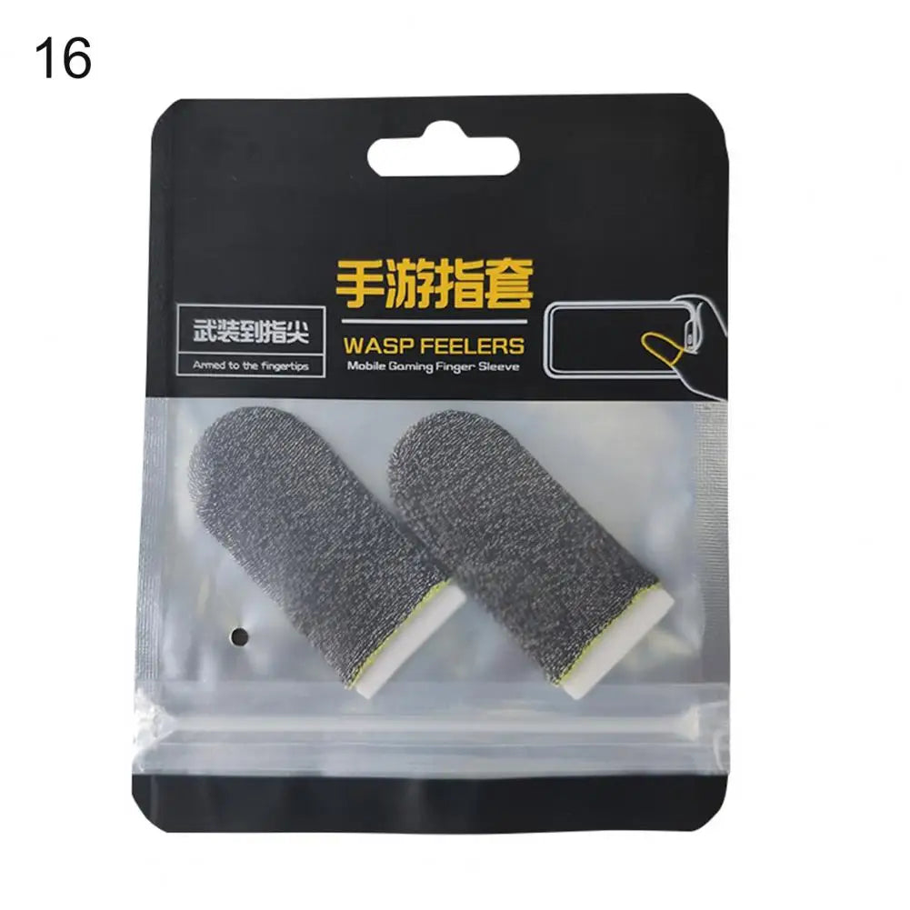 1 Pair Game Finger Cots Anti-sweat Touch Screen Gaming Finger Sleeves Nylon Fiber Thin Finger Sleeves for Entertainment