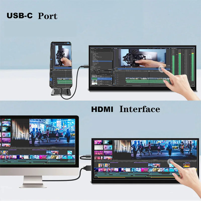 Long strip mainframe temperature control display mobile phone and computer secondary screen 8.8-inch touch screen