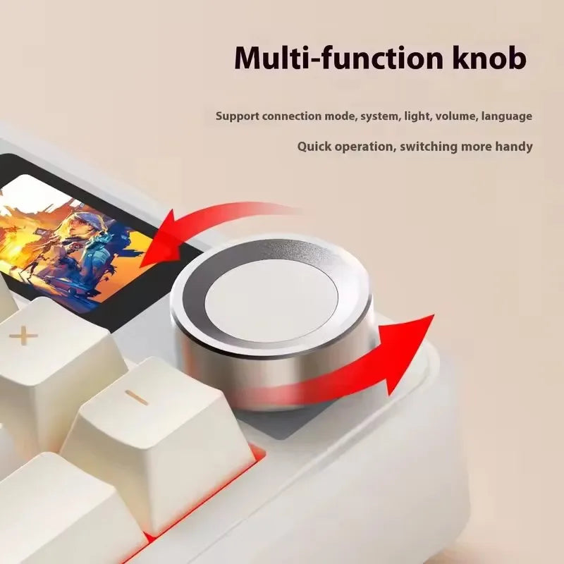 AULA F108 Pro Gaming Mechanical Keyboard Tri Mode Custom Multi-Knob Screen RGB Esports Wireless Keyboard with TFT Smart Display