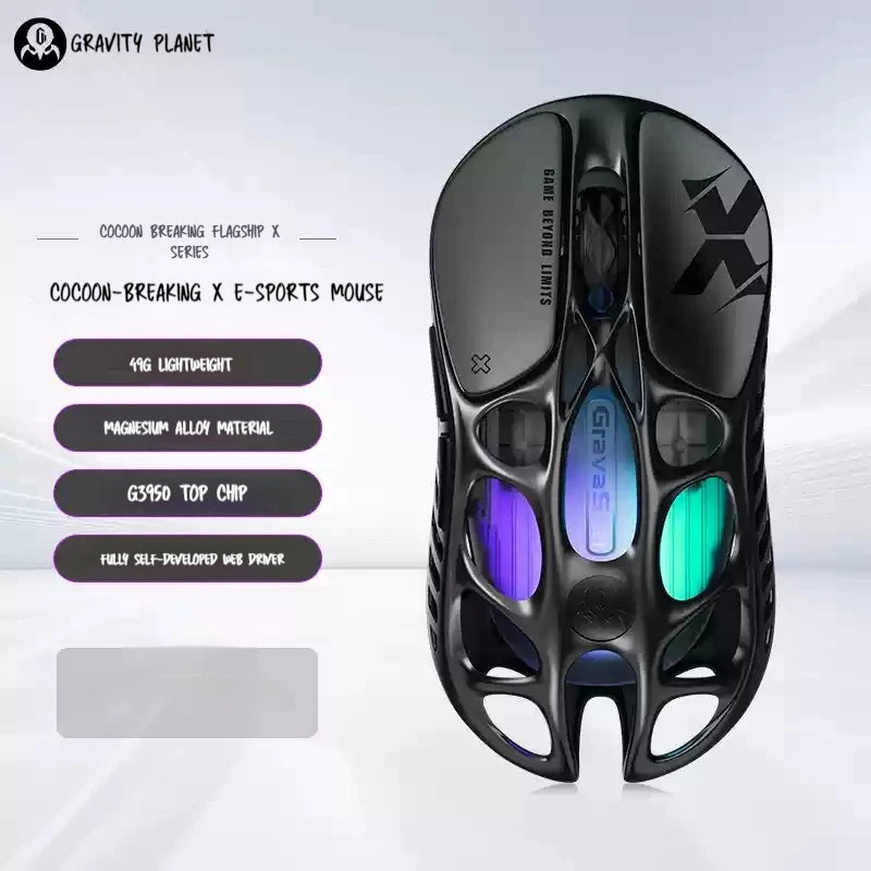In Stock Gravastar Genuine M1 Gamer Mouse Magnesium Alloy Wireless Bluetooth Mouse 8k Receiver Rgb Low Latency Gaming Mice