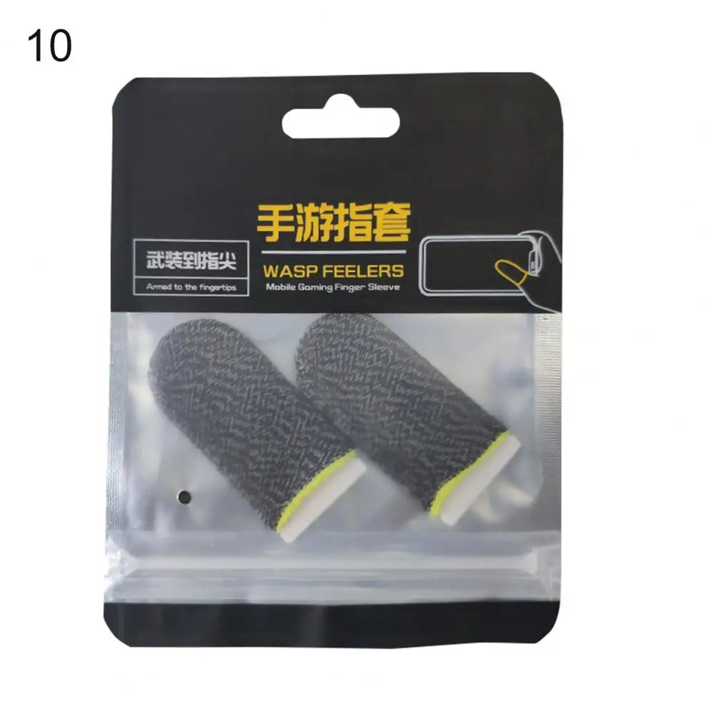 1 Pair Game Finger Cots Anti-sweat Touch Screen Gaming Finger Sleeves Nylon Fiber Thin Finger Sleeves for Entertainment