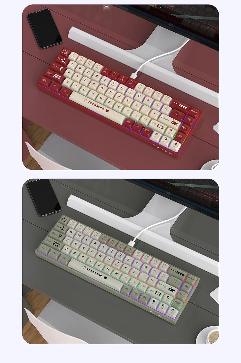AJAZZ AK680 Gaming Mechanical Keyboard ABS Keycap 68 Keys Wired Wireless Bluetooth Keyboard Hot Swap Custom Gasket for Pc Laptop