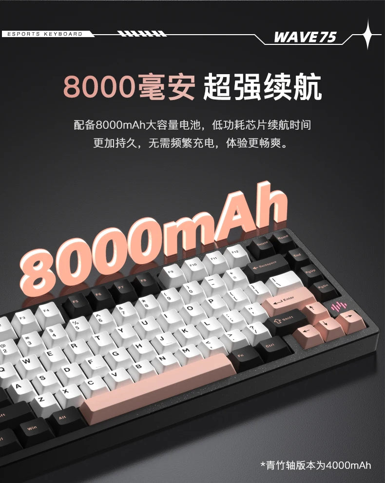 PMO WAVE75 Mechanical Gamer Keyboard RGB Customize Wireless USB/2.4G/Bluetooth 3Mode CNC Esports Gaming Keyboard Office Gifts