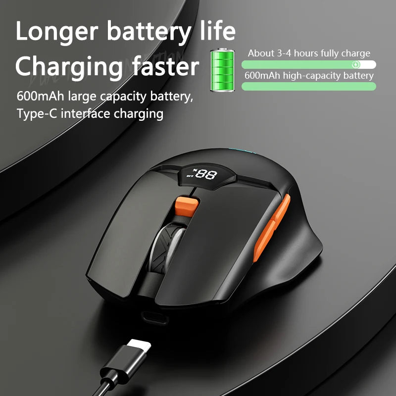 Warvank SX01 Bluetooth Wireless Mouse Smart Screen Battery Level Display Silent Office Mouse  600mAh Rechargeable Gaming Mouse