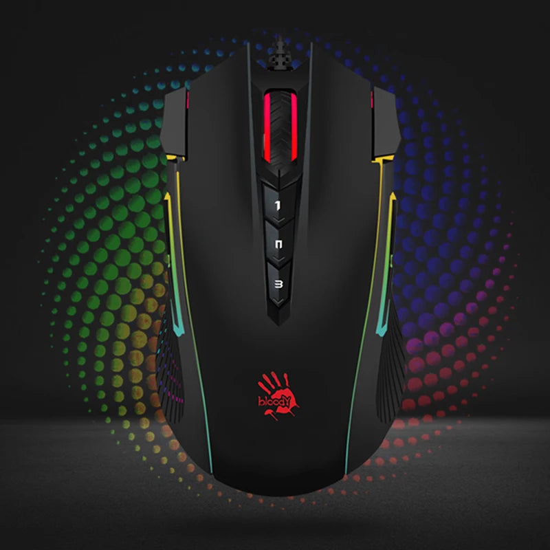 Bloody J90s Gaming Mouse, BC3332-S Gaming Engine, 8000 CPI, Acceleration 25 g, Metal X'Glide Armor Boot