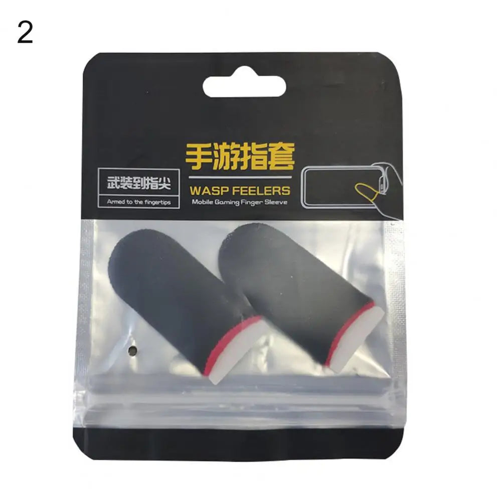 1 Pair Game Finger Cots Anti-sweat Touch Screen Gaming Finger Sleeves Nylon Fiber Thin Finger Sleeves for Entertainment