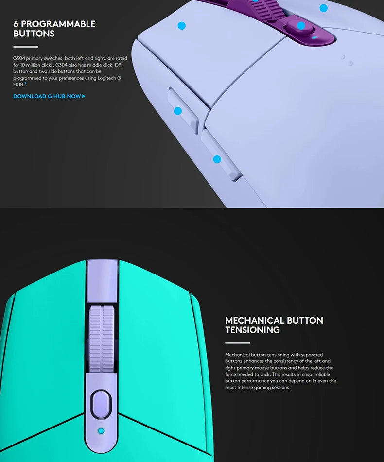 Logitech G304/G305 Lightspeed Wireless Gaming Mouse 6 Programmable Buttons 12000DPI Battery Usb Stock RGB Wireless Mouse