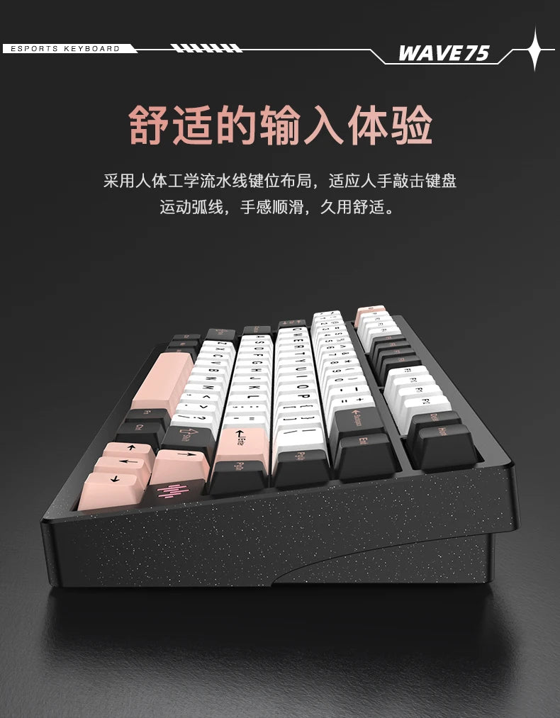PMO WAVE75 Mechanical Gamer Keyboard RGB Customize Wireless USB/2.4G/Bluetooth 3Mode CNC Esports Gaming Keyboard Office Gifts