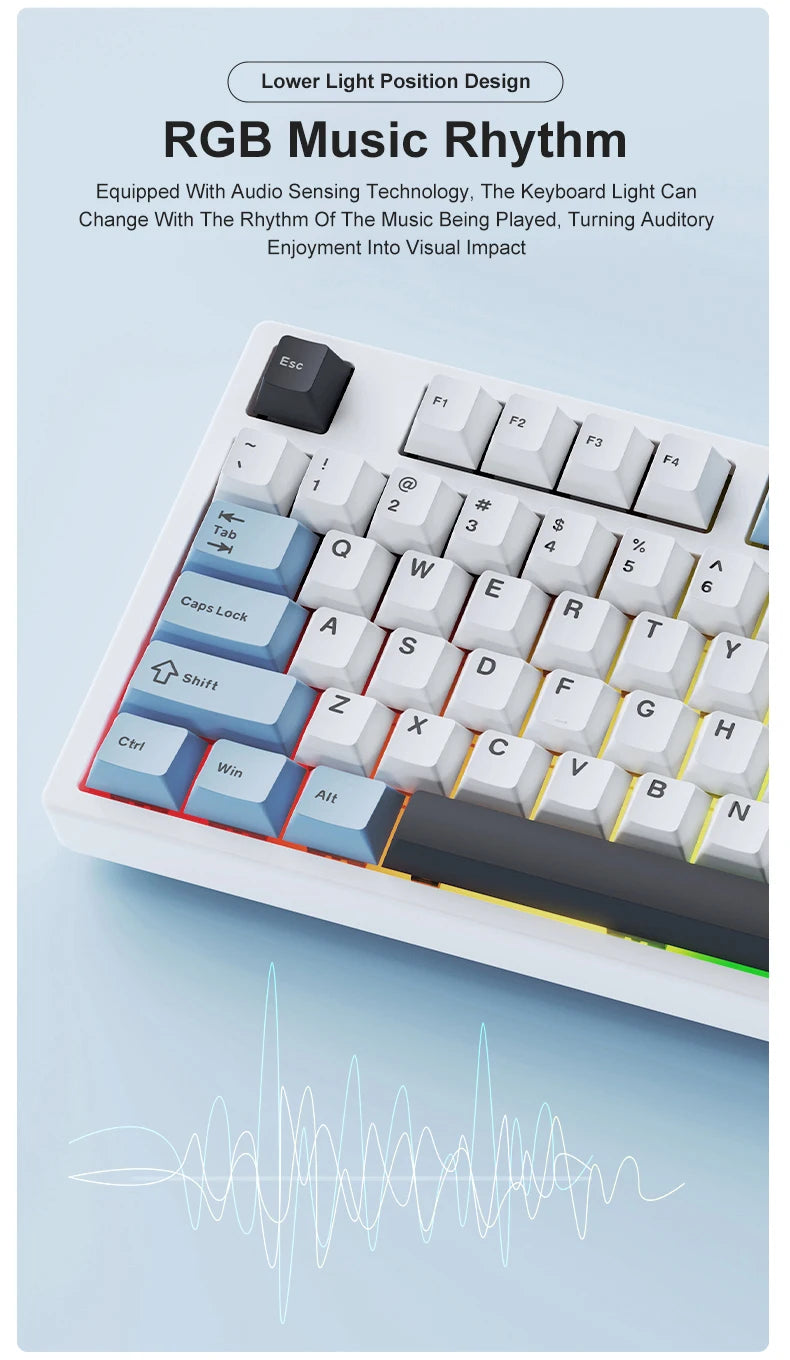 NEW Ajazz AK35I V3 MAX Tri-mode Wired Bluetooth Wireless Gaming Keyboard Gasket Full Key Hot Swap 104 Keys Customized Keyboard