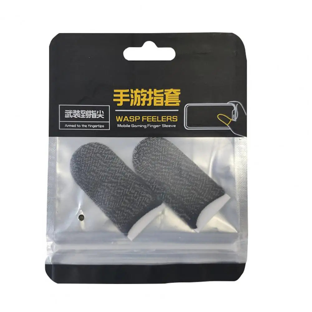 1 Pair Game Finger Cots Anti-sweat Touch Screen Gaming Finger Sleeves Nylon Fiber Thin Finger Sleeves for Entertainment