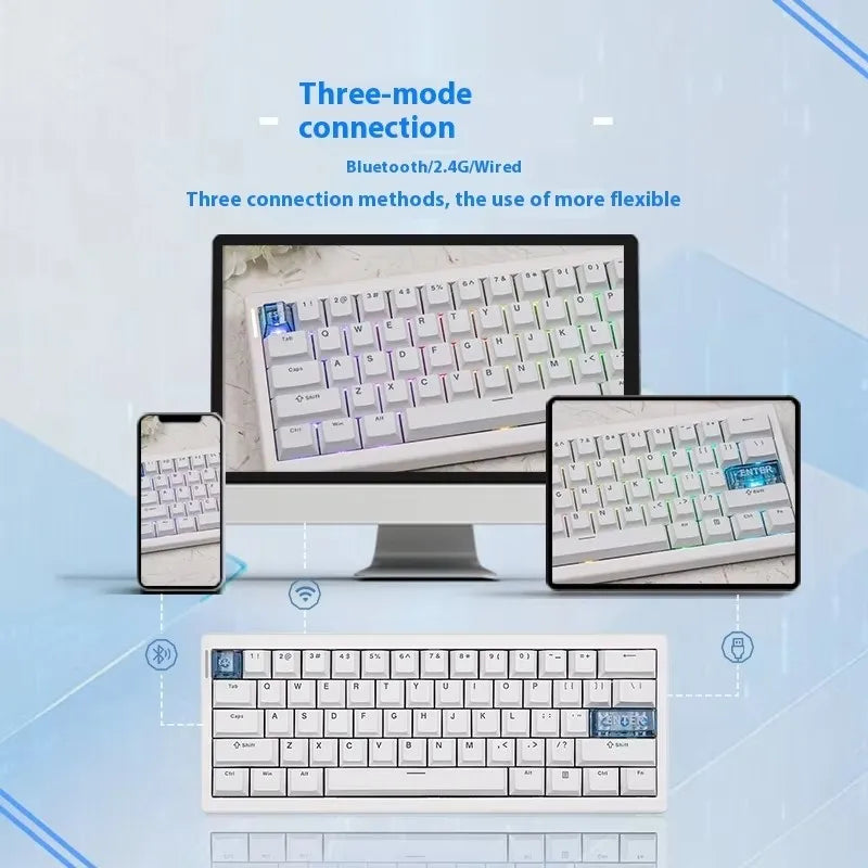 Cidoo QK61 VIA/Qmk Mechanical Keyboard 3-Mode 2.4G Bluetooth Wireless Wired Gasket Customization Gaming keyboard For PC Laptop