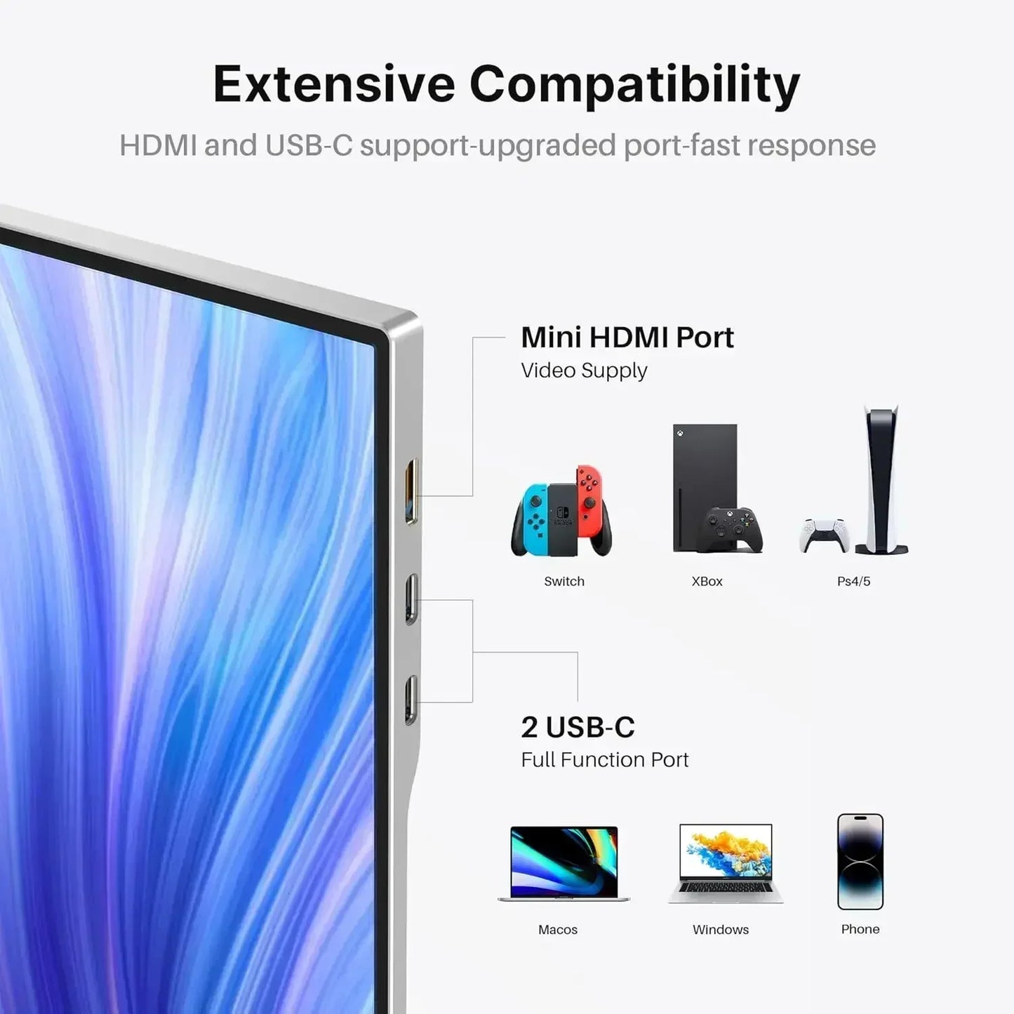 XIANWEI Portable Triple Monitor 14/15 inch Office Double Travel Dual Gaming Folding Extended Display Screen For Laptop Extension