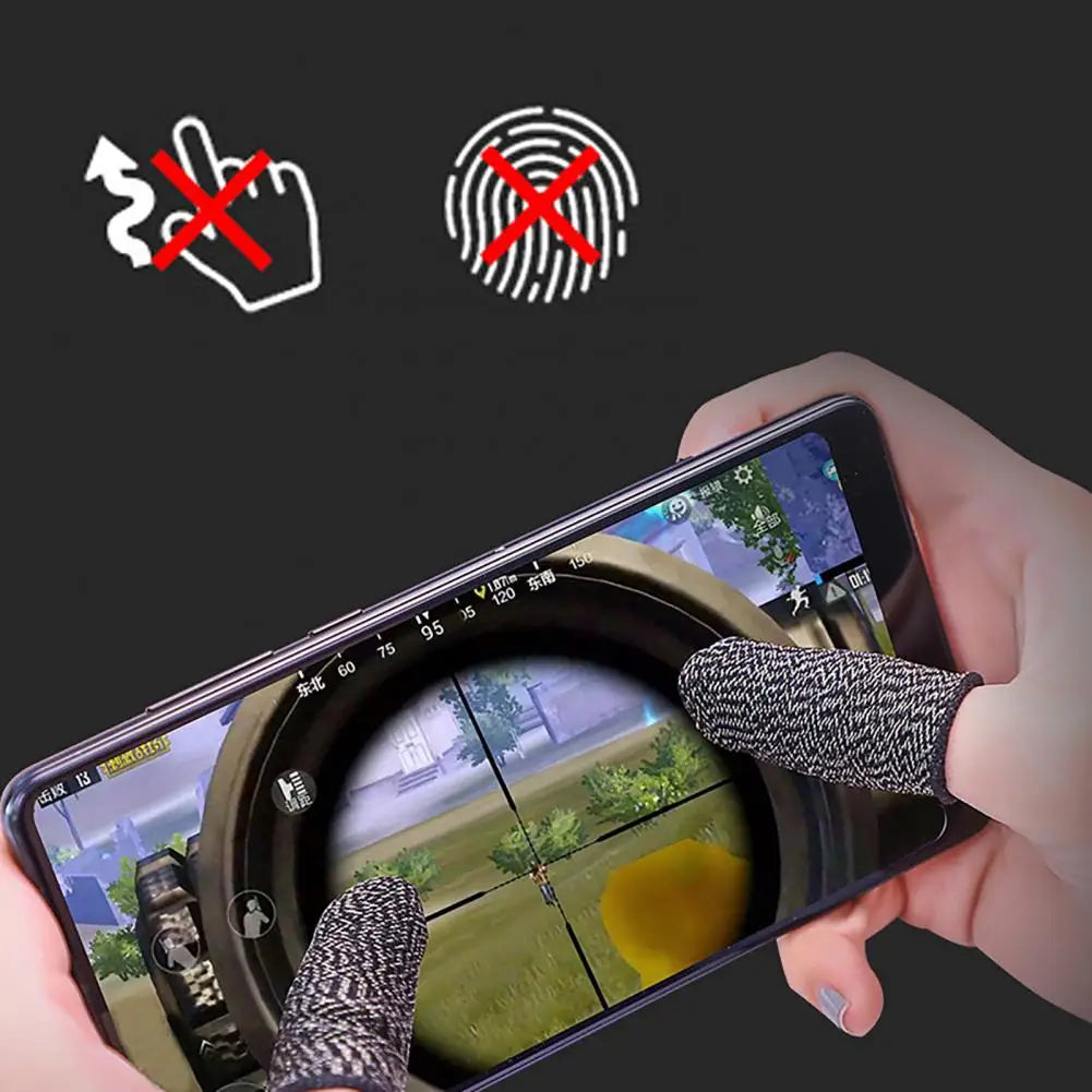 1 Pair Game Finger Cots Anti-sweat Touch Screen Gaming Finger Sleeves Nylon Fiber Thin Finger Sleeves for Entertainment