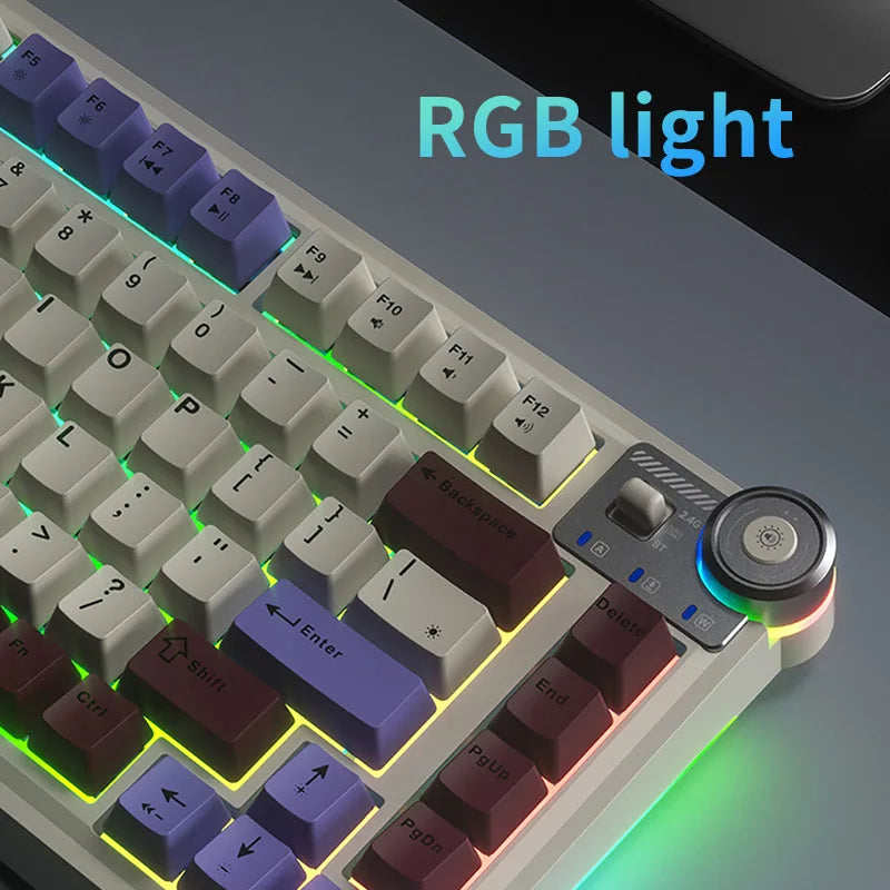 AULA AU75 Esports Gaming Mechanical Keyboard Three Mode 81 Keys PBT Keycap Hot Swappable RGB PC Desktop Typing Wireless Keyboard