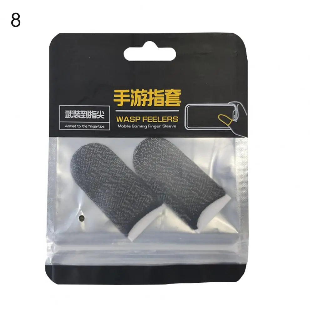1 Pair Game Finger Cots Anti-sweat Touch Screen Gaming Finger Sleeves Nylon Fiber Thin Finger Sleeves for Entertainment