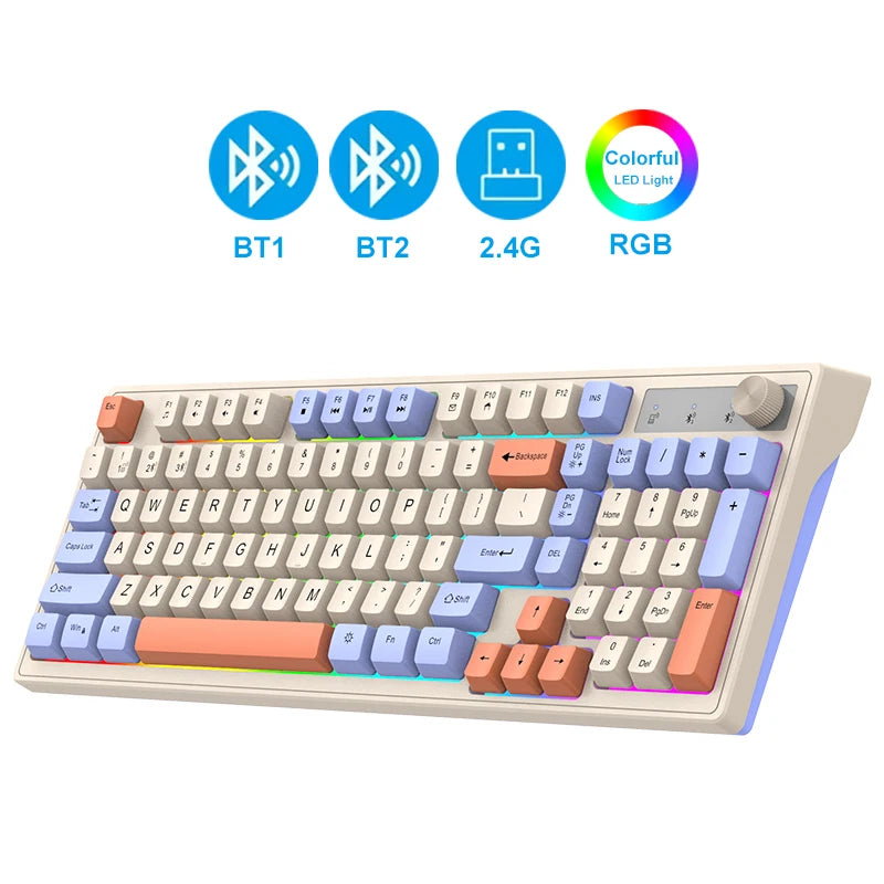 Dual Bluetooth Mechanical Keyboard Dual Modes BT5.0 2.4G Wireless Keyboard RGB Backlight Gaming Keyboard For  PC Laptop Tablet