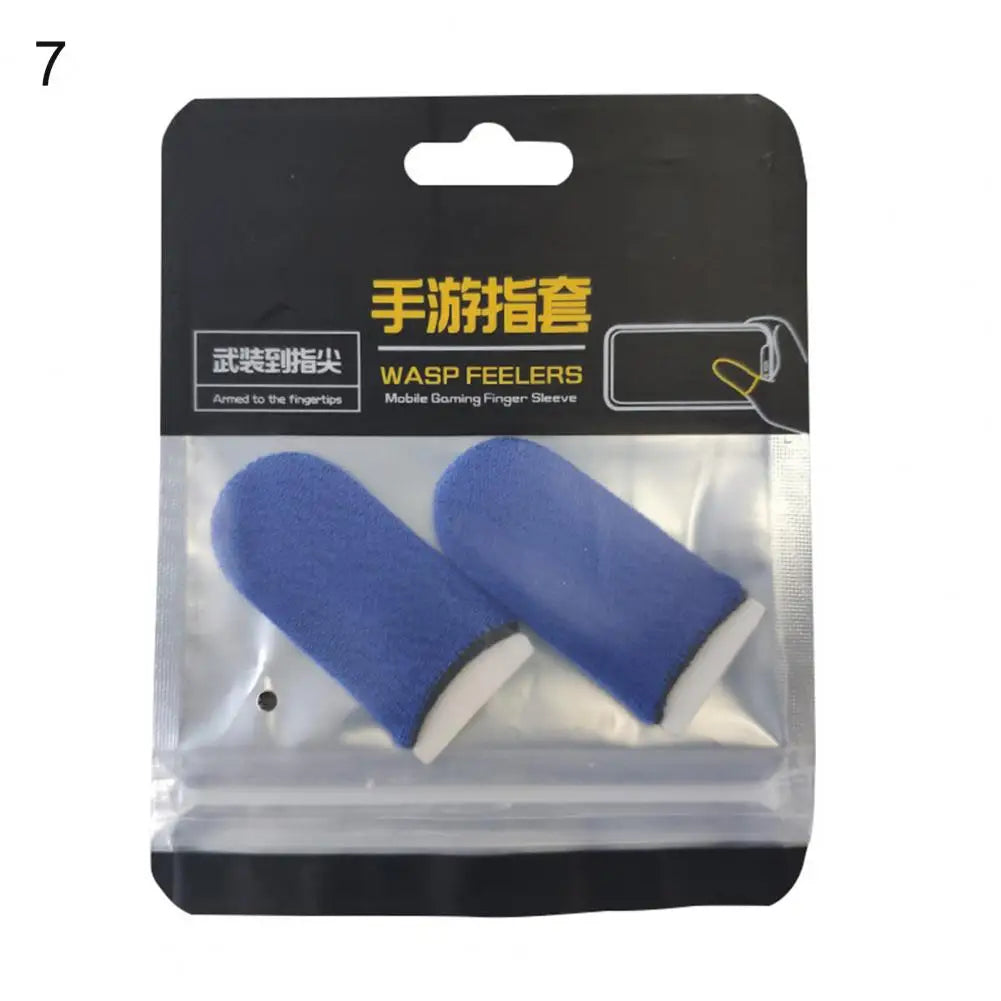 1 Pair Game Finger Cots Anti-sweat Touch Screen Gaming Finger Sleeves Nylon Fiber Thin Finger Sleeves for Entertainment