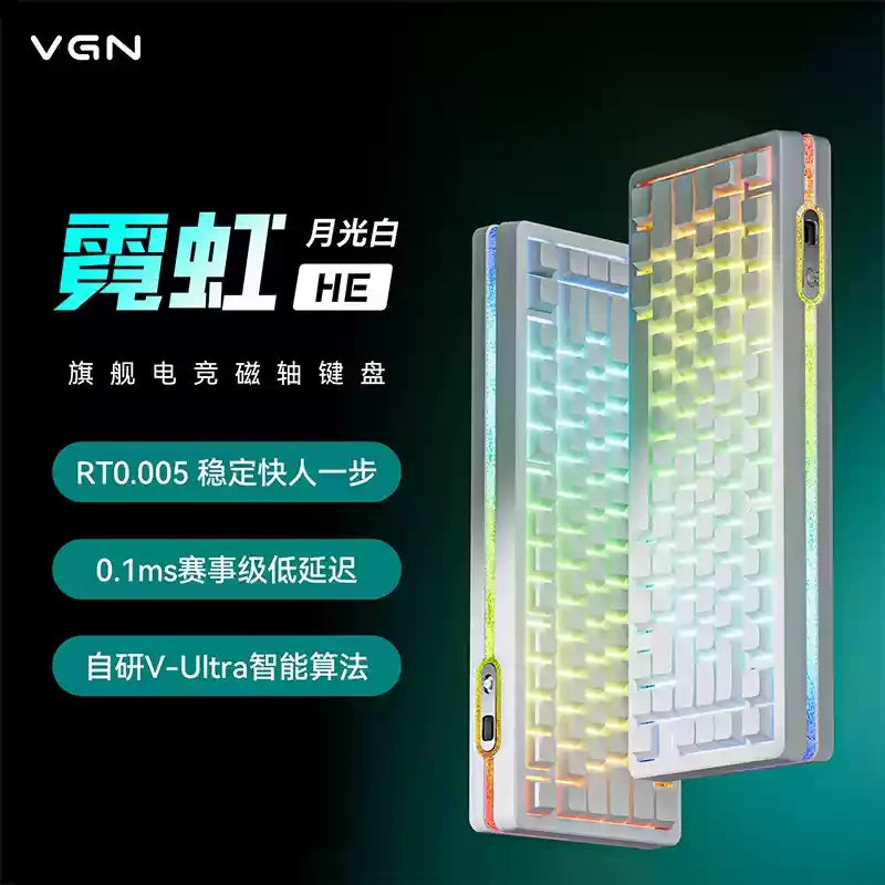 New VGN Ultra Pro He Neon Series Three-Mode Wireless Bluetooth Magnetic Axis Gaming Gasket Hot-Swappable Rgb Mechanical Keyboar